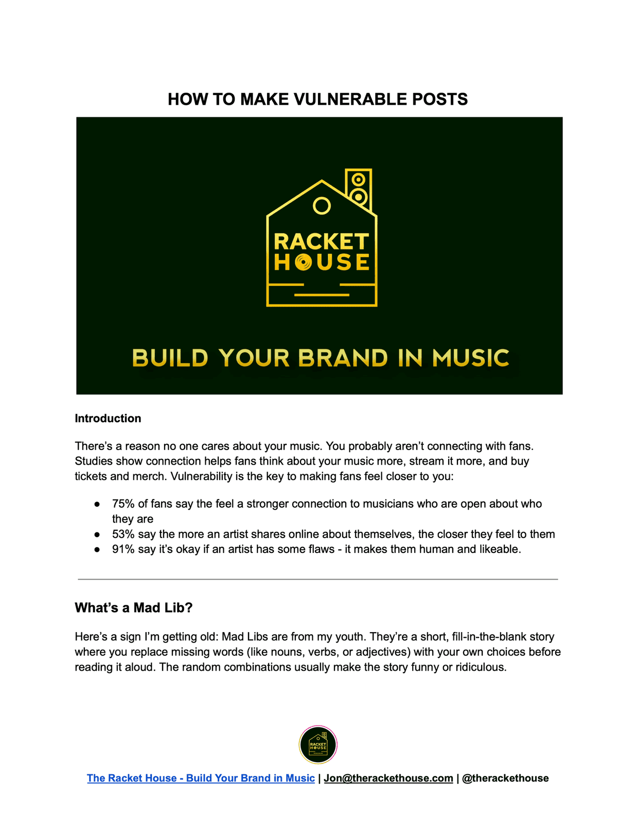 The Racket House Vulnerability Mad Libs Guide cover