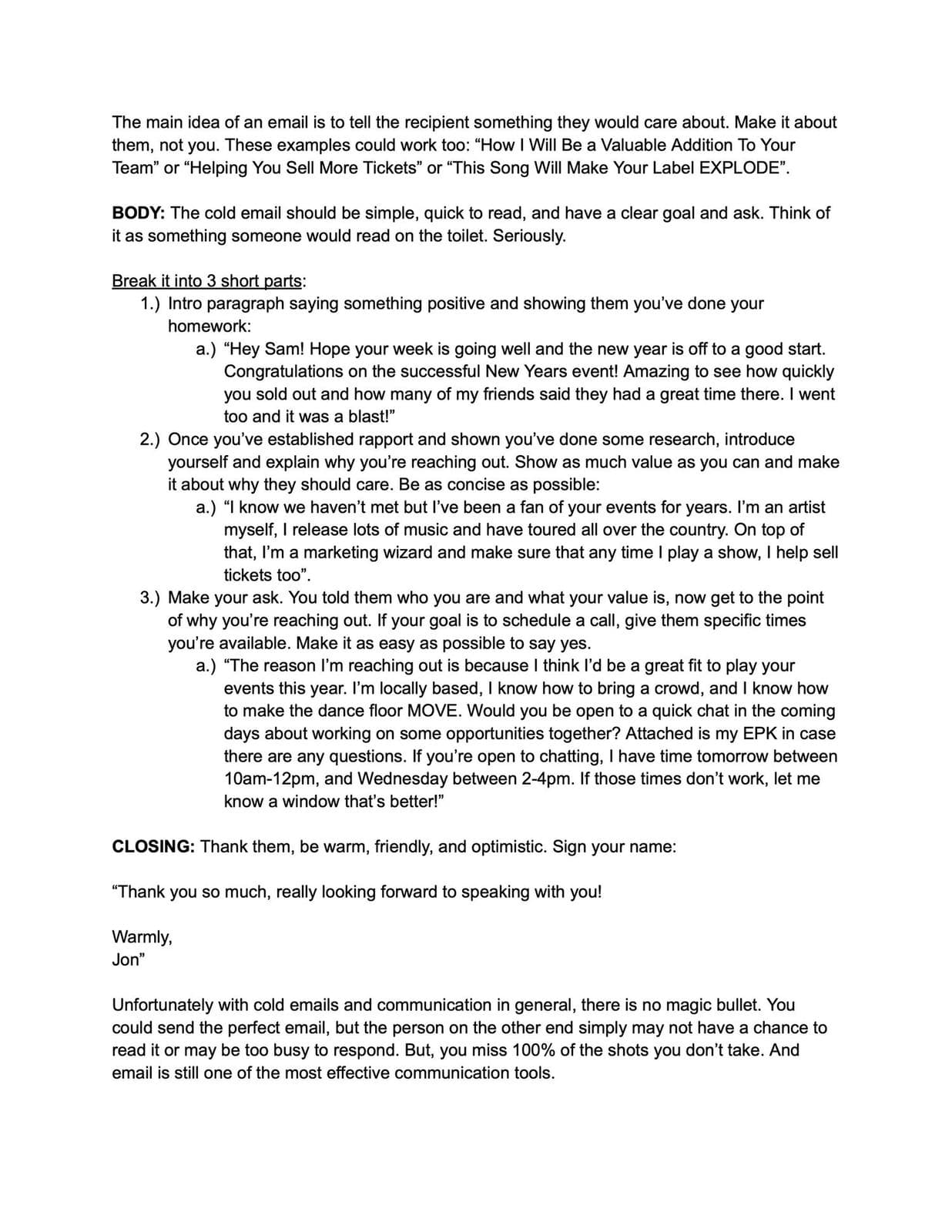 Racket House Cold Email Template cover