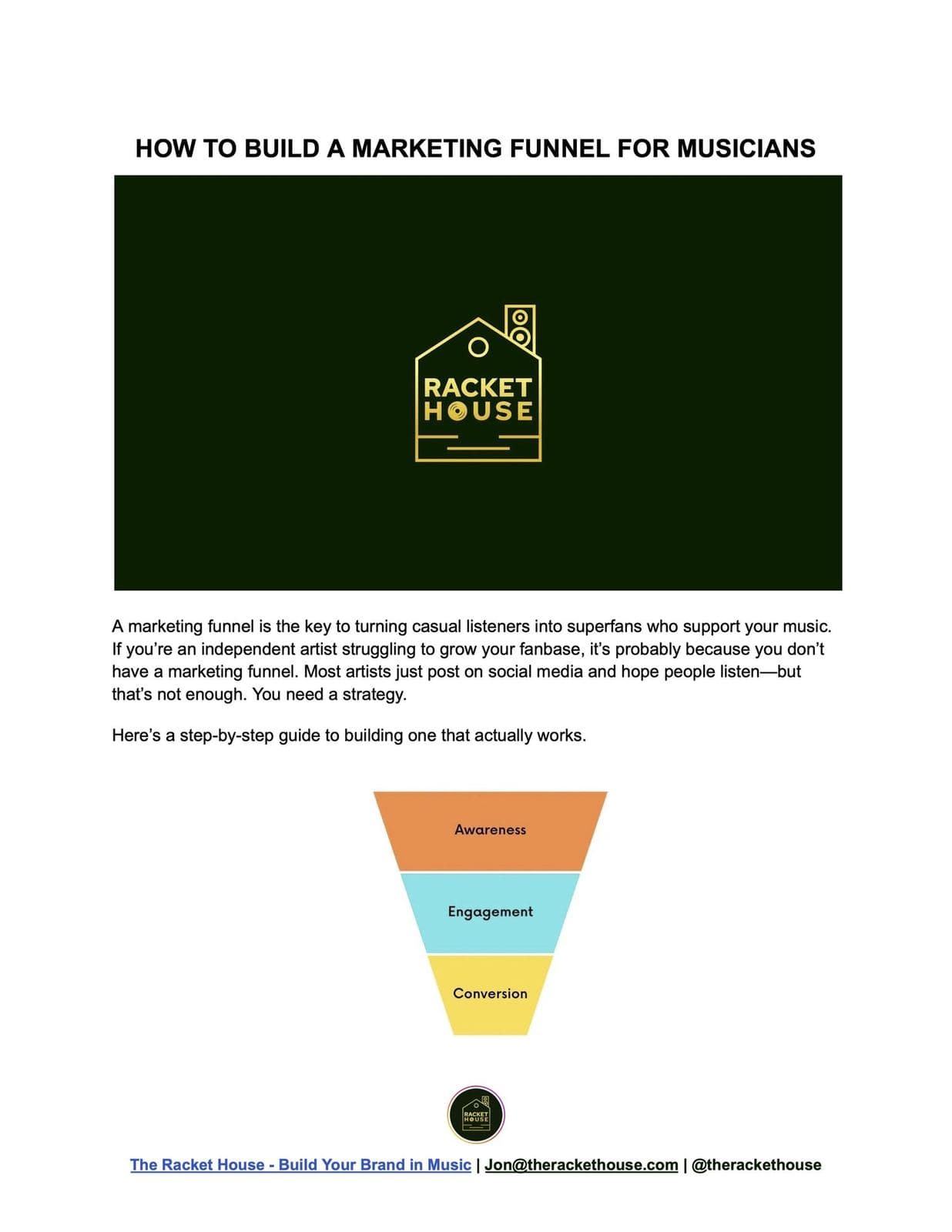 Marketing Funnel for Musicians Guide cover